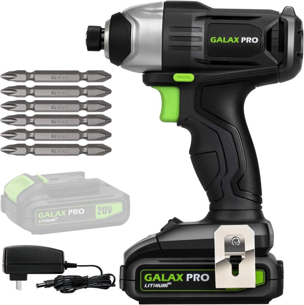 GALAX PRO Impact Driver 20 V Lithium Ion 1/4" Hex Cordless Driver with LED Work Light